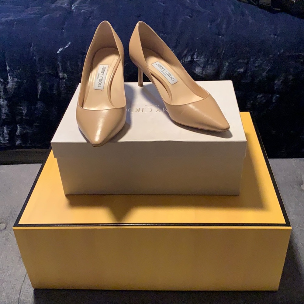 Jimmy Choo 60mm Romney Leather Pump - Nude Size 39